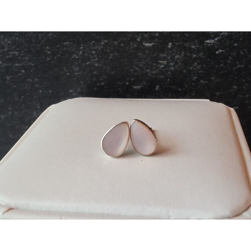 925 Sterling Silver MOP Teardrop Stud Earrings Vintage READ Description